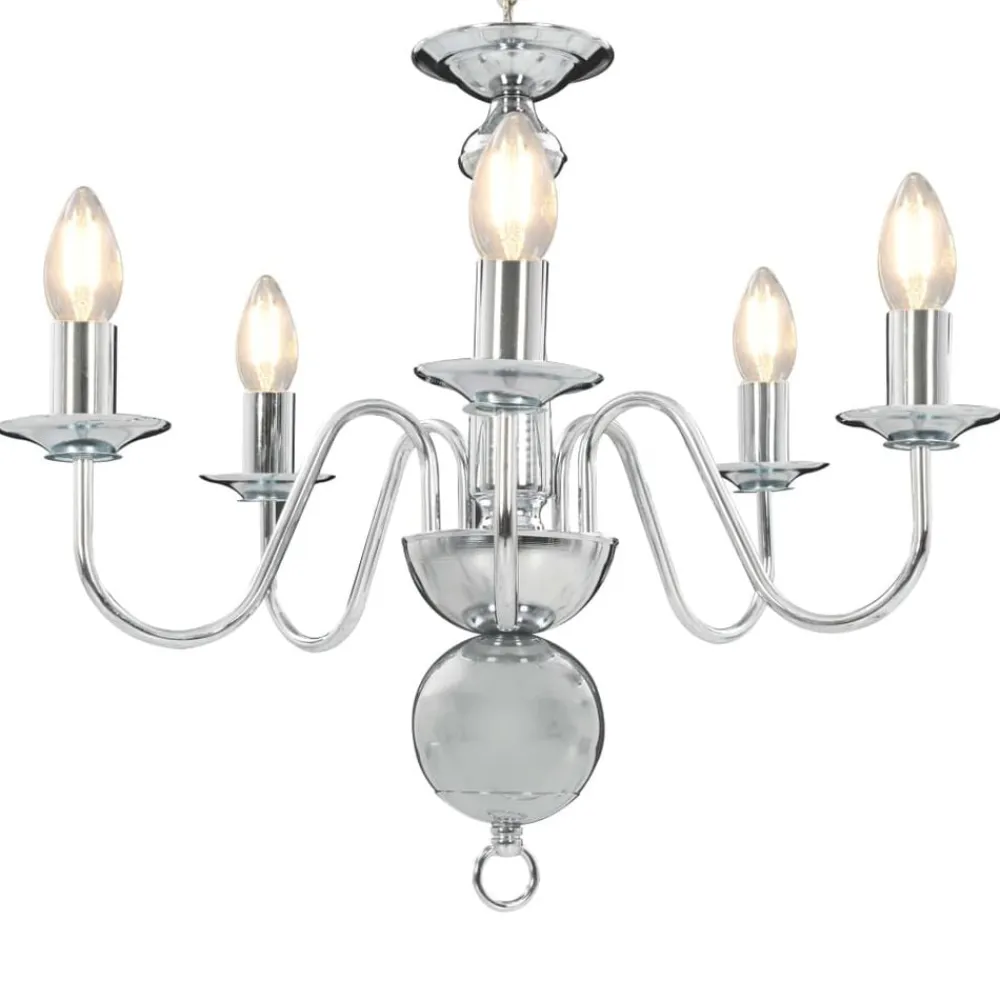 Luminaires-vidaXL Lustre é 5 ampoules E14 Argent