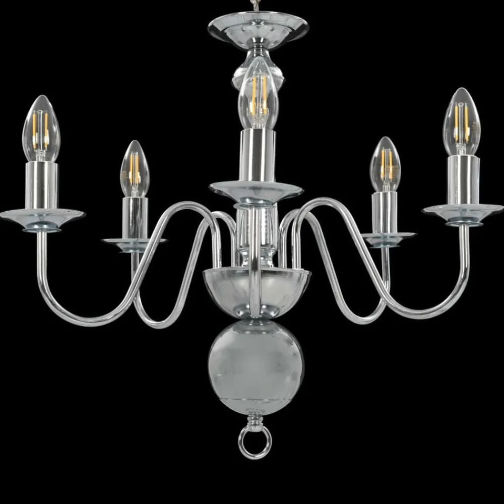 Luminaires-vidaXL Lustre é 5 ampoules E14 Argent