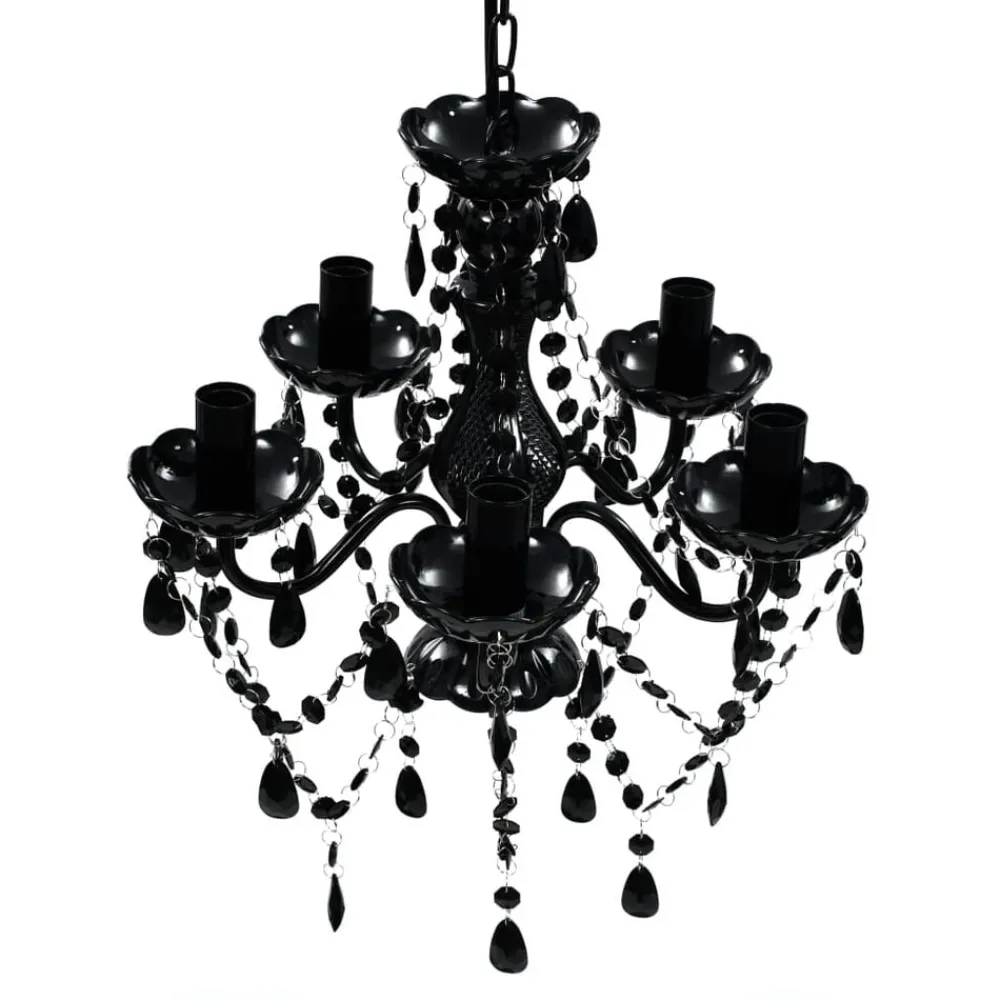 Luminaires-vidaXL Lustre avec 5 ampoules Crystal Noir