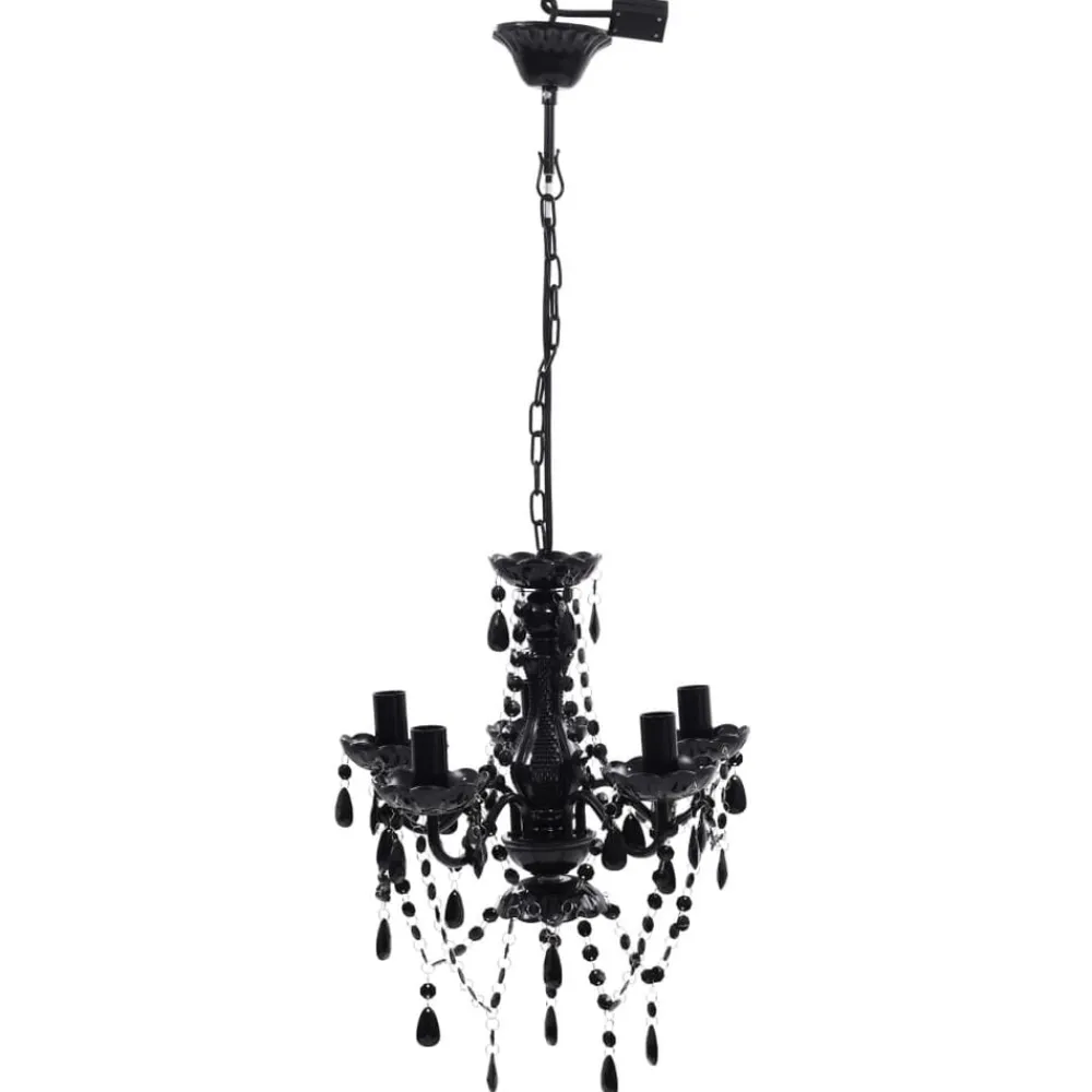 Luminaires-vidaXL Lustre avec 5 ampoules Crystal Noir