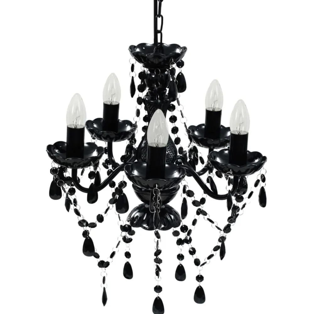 Luminaires-vidaXL Lustre avec 5 ampoules Crystal Noir