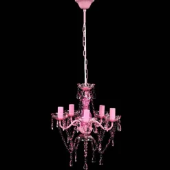 Luminaires-vidaXL Lustre avec 5 ampoules Crystal Rose