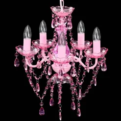 Luminaires-vidaXL Lustre avec 5 ampoules Crystal Rose