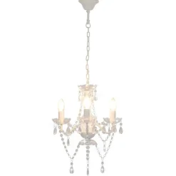 Luminaires-vidaXL Lustre avec perles Rond 3 x E14 Blanc