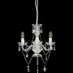 Luminaires-vidaXL Lustre avec perles Rond 3 x E14 Blanc