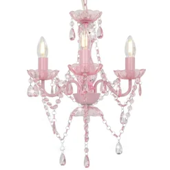 Luminaires-vidaXL Lustre avec perles Rond 3 x E14 Rose