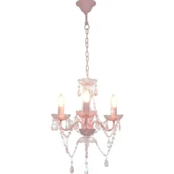 Luminaires-vidaXL Lustre avec perles Rond 3 x E14 Rose