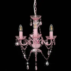 Luminaires-vidaXL Lustre avec perles Rond 3 x E14 Rose