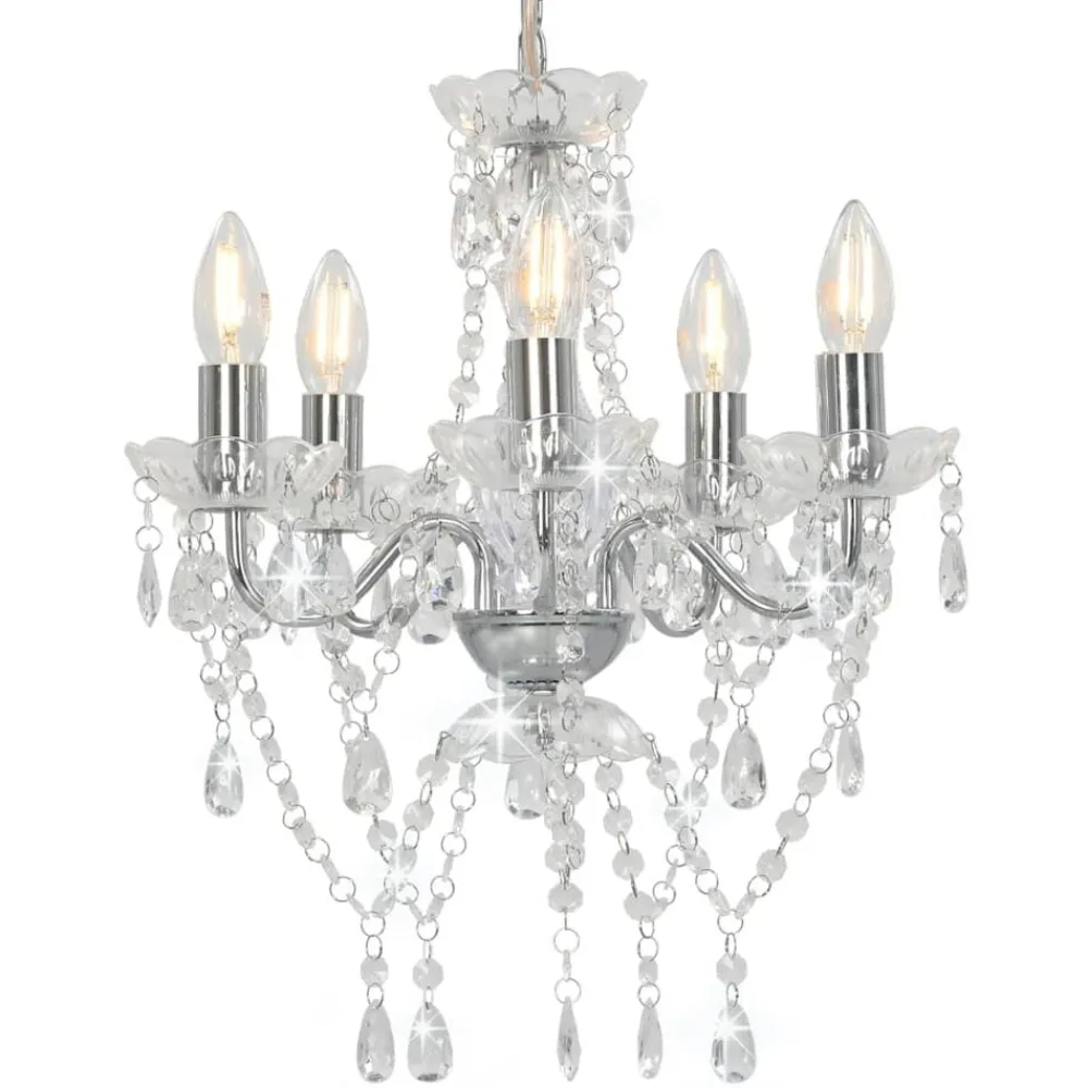 vidaXL Lustre avec perles de cristal é Rond 5 x E14