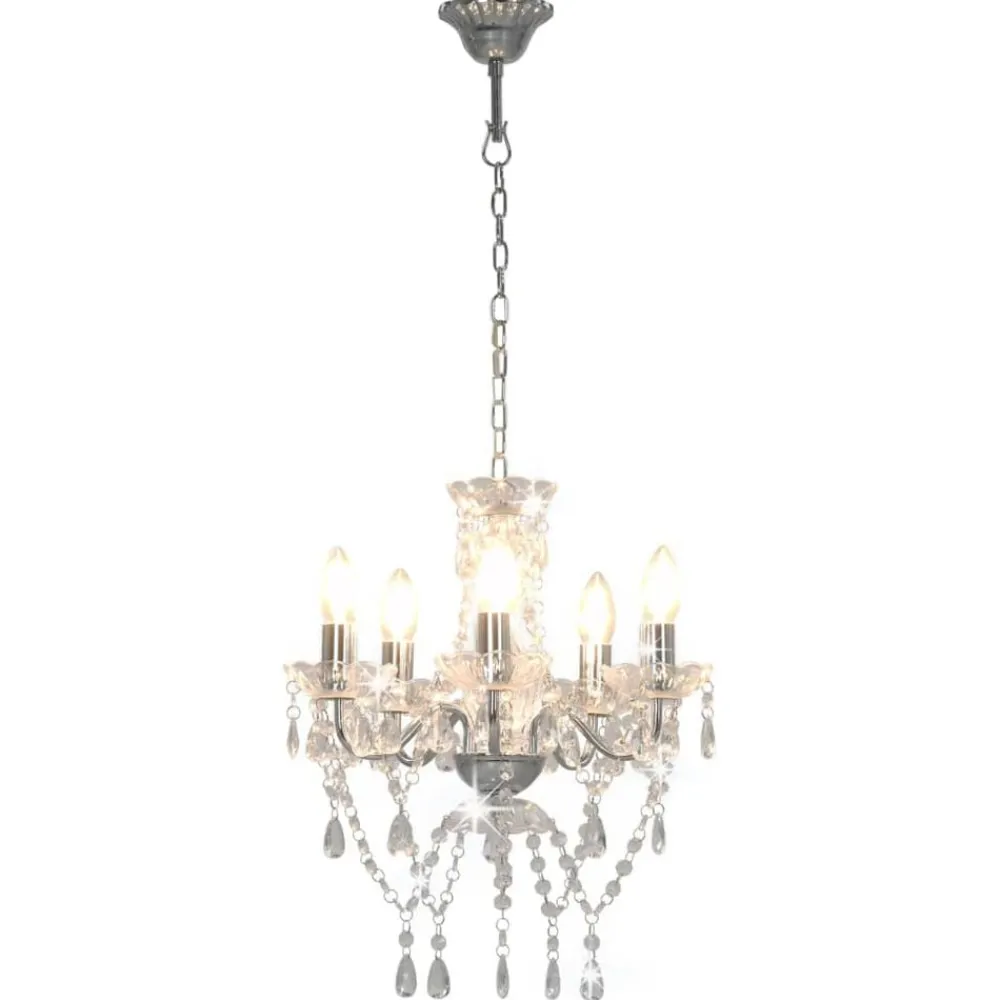 vidaXL Lustre avec perles de cristal é Rond 5 x E14