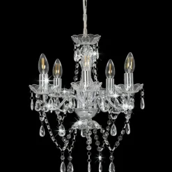 vidaXL Lustre avec perles de cristal é Rond 5 x E14