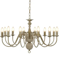 Luminaires-vidaXL Lustre antique 12 ampoules E14 Blanc