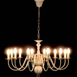 Luminaires-vidaXL Lustre antique 12 ampoules E14 Blanc