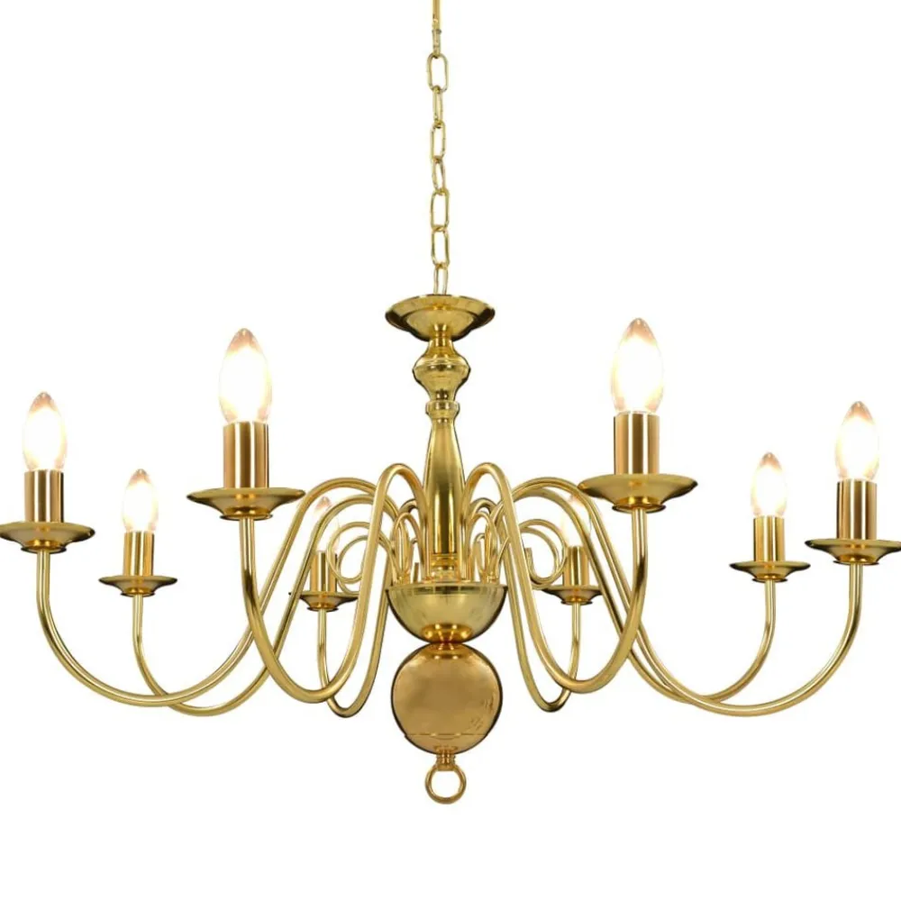 Luminaires-vidaXL Lustre 8 ampoules E14 Doré