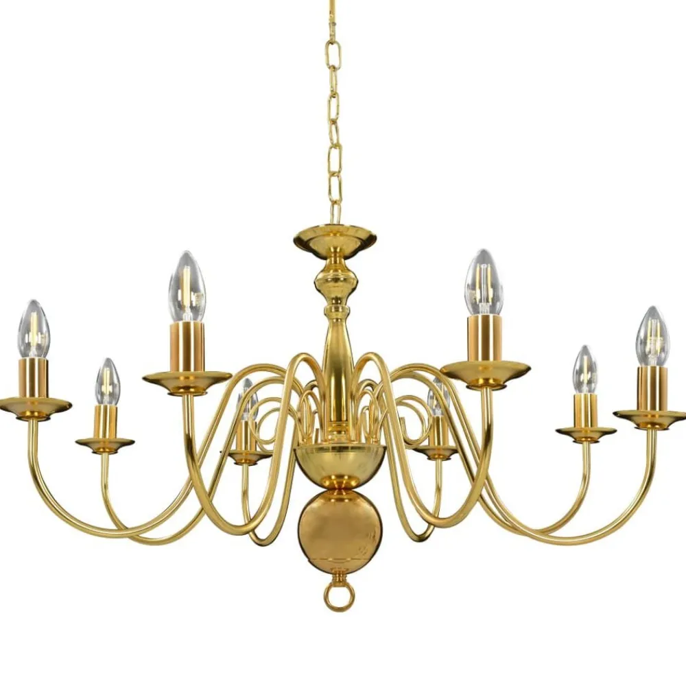 Luminaires-vidaXL Lustre 8 ampoules E14 Doré