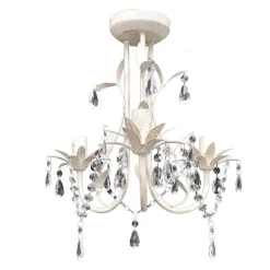 Luminaires-vidaXL Lustre suspendu à cristaux Blanc élégant