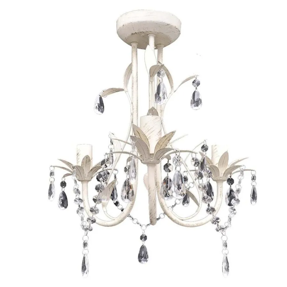 Luminaires-vidaXL Lustre suspendu à cristaux Blanc élégant
