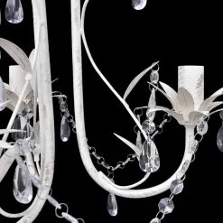 Luminaires-vidaXL Lustre suspendu à cristaux Blanc élégant