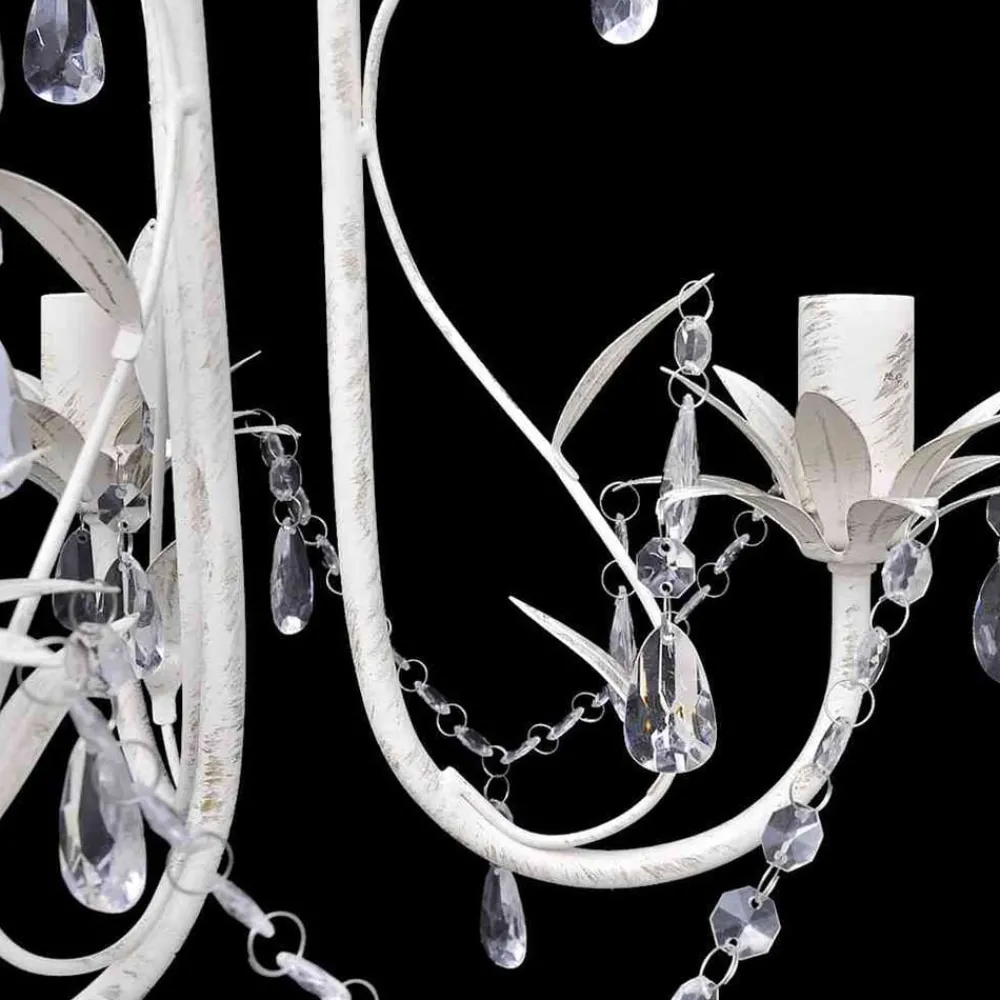 Luminaires-vidaXL Lustre suspendu à cristaux Blanc élégant
