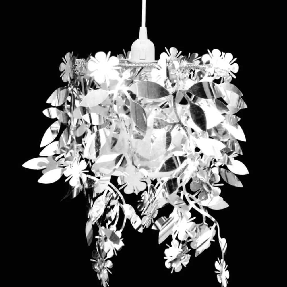 Luminaires-vidaXL Lustre suspendu à feuilles paillette 21,5 x 30 cm Argenté
