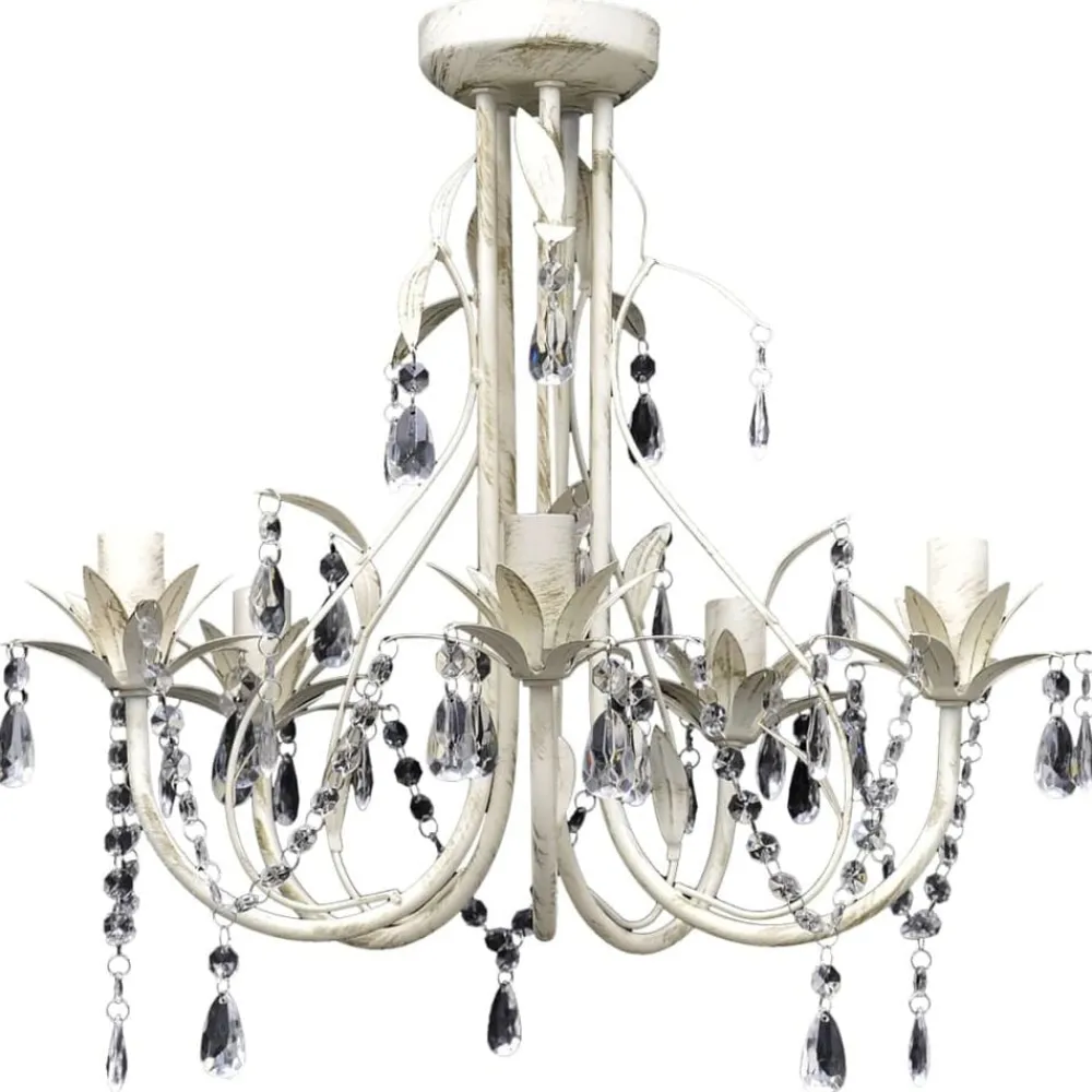Luminaires-vidaXL Lustre suspendu en cristal 5 douilles d'ampoule