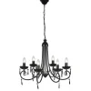 Luminaires-vidaXL Lustre suspendu Noir 6 douilles d'ampoule