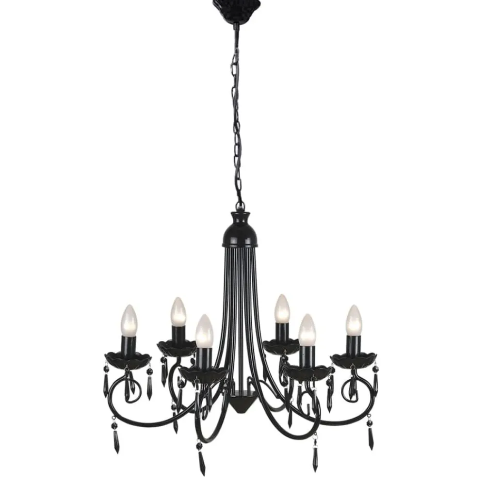 Luminaires-vidaXL Lustre suspendu Noir 6 douilles d'ampoule