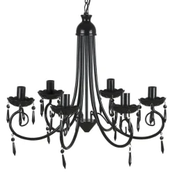 Luminaires-vidaXL Lustre suspendu Noir 6 douilles d'ampoule