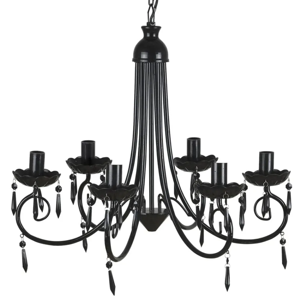 Luminaires-vidaXL Lustre suspendu Noir 6 douilles d'ampoule