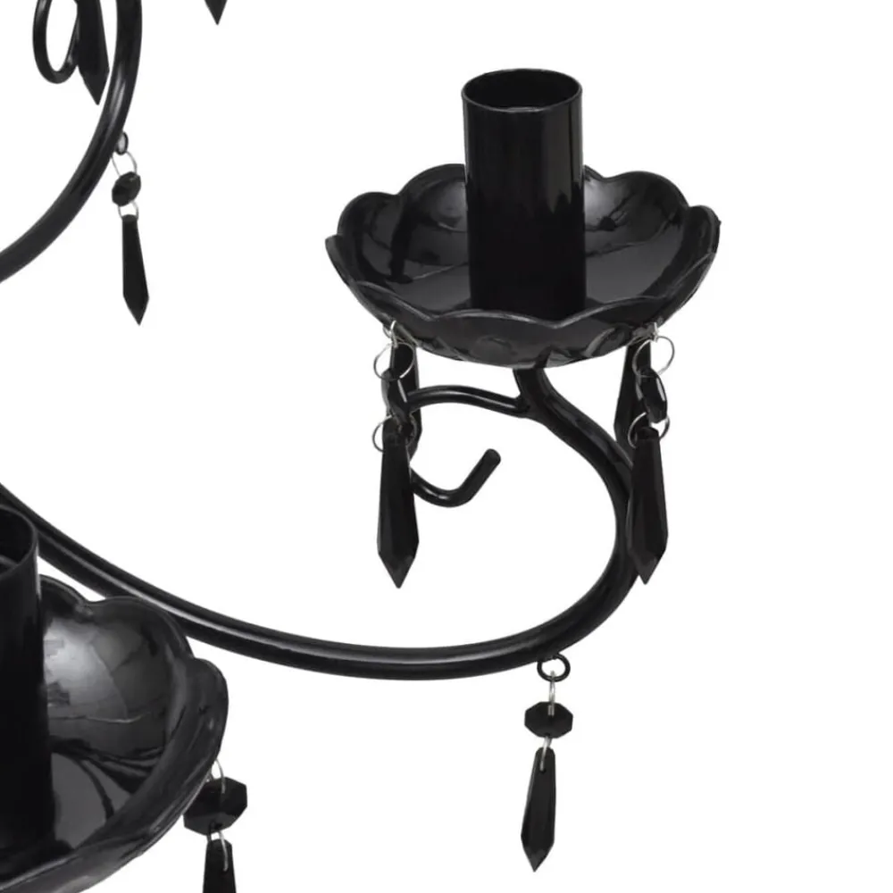 Luminaires-vidaXL Lustre suspendu Noir 6 douilles d'ampoule