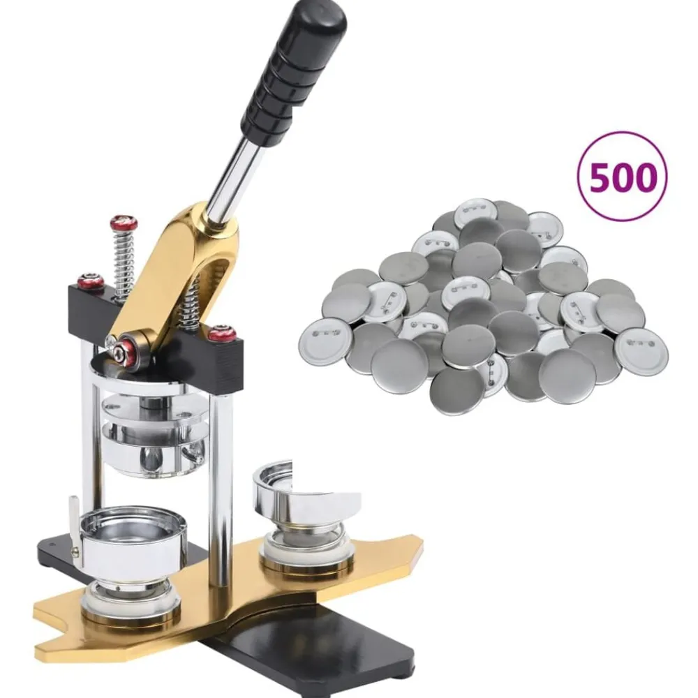 vidaXL Machine à badges avec 500 pièces de bouton à épingle 58 mm