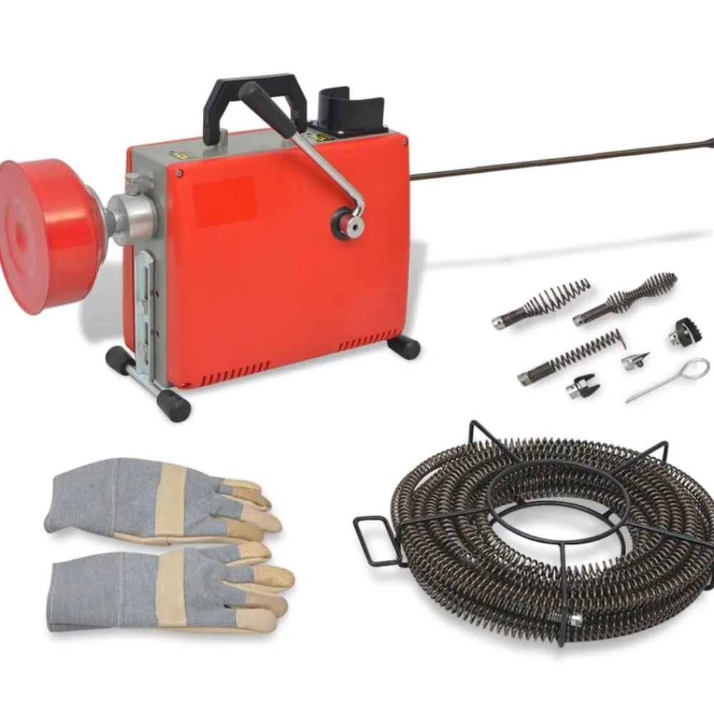 Produits Ménagers-vidaXL Machine de nettoyage de tuyaux 250W 15 m x 16 mm 4,5 m x 9,5 mm