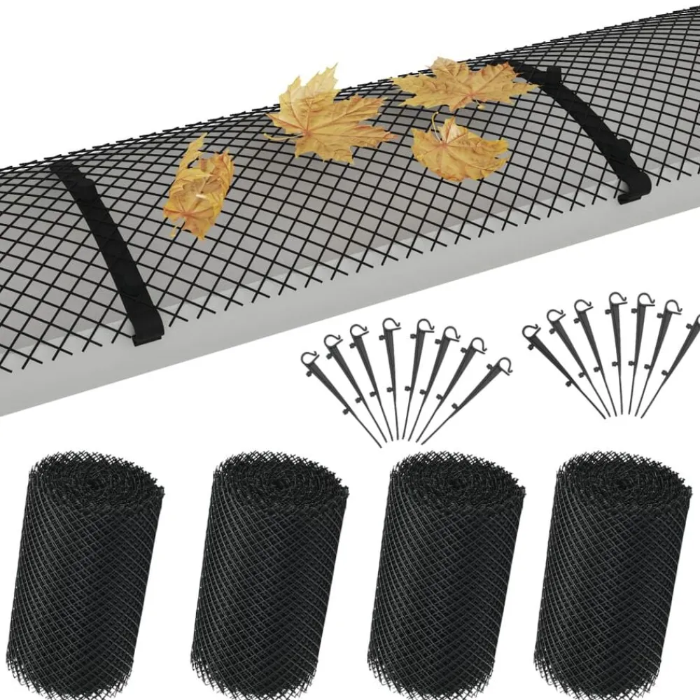 Matériaux De Construction-vidaXL Maille de gouttière 4 pcs avec clips PEHD 1,08 ㎡