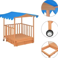 vidaXL Maison de jeu d'enfants et bac à sable Bois de sapin Bleu UV50