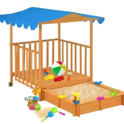 vidaXL Maison de jeu d'enfants et bac à sable Bois de sapin Bleu UV50