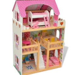Jouets-vidaXL Maison de poupées à trois étages Bois 60 x 30 x 90 cm