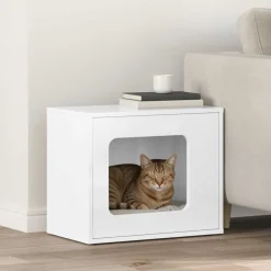 Articles Pour Animaux De Compagnie-vidaXL Maison pour chat 51 x 30 x 42,5 cm Blanc brillant