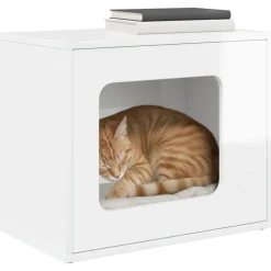 Articles Pour Animaux De Compagnie-vidaXL Maison pour chat 51 x 30 x 42,5 cm Blanc brillant