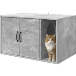 Articles Pour Animaux De Compagnie-vidaXL Maison pour chat Béton 85 x 55 x 50 cm Bois d'ingénierie Gris béton