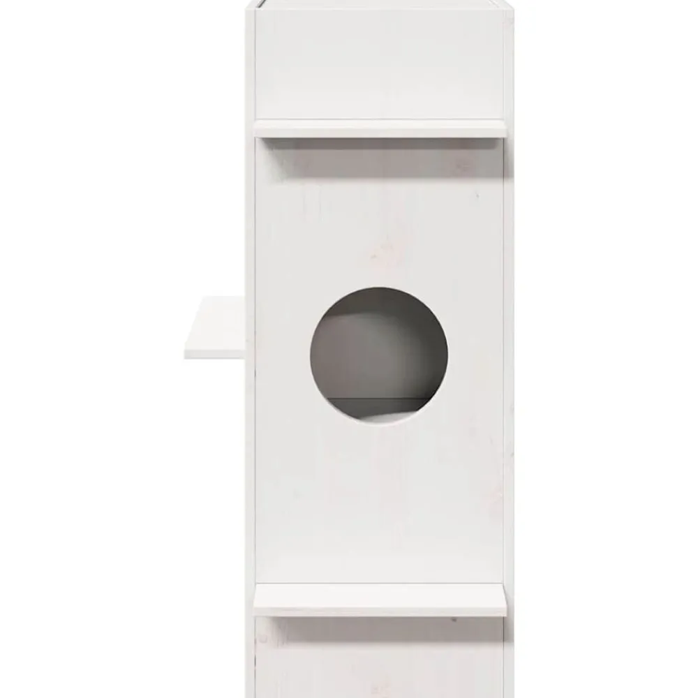 Articles Pour Animaux De Compagnie-vidaXL Maison pour chat 43x43x90 cm bois de pin massif Blanc