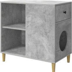 vidaXL Maison pour chat Béton 72 x 42.5 x 70 cm Bois d'ingénierie