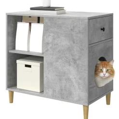 vidaXL Maison pour chat Béton 72 x 42.5 x 70 cm Bois d'ingénierie