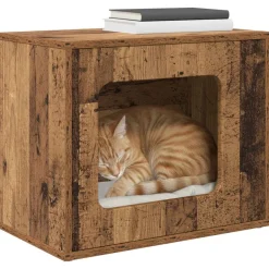 Articles Pour Animaux De Compagnie-vidaXL Maison pour chat 51 x 30 x 42,5 cm Bois ancien