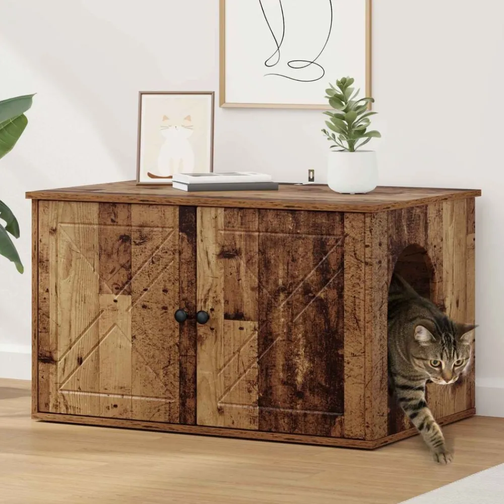 vidaXL Maison pour chat 85 x 55 x 50 cm Bois d'ingénierie