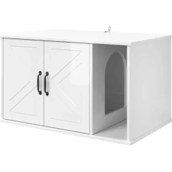 Articles Pour Animaux De Compagnie-vidaXL Maison pour chat 85 x 55 x 50 cm Blanc brillant