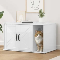 Articles Pour Animaux De Compagnie-vidaXL Maison pour chat 85 x 55 x 50 cm Blanc brillant