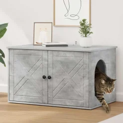 vidaXL Maison pour chat Béton 85 x 55 x 50 cm Bois d'ingénierie