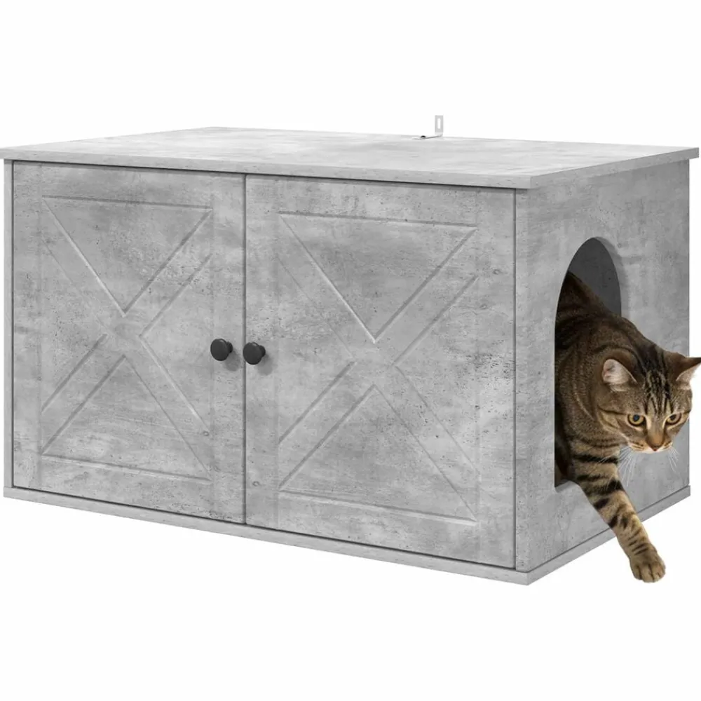 vidaXL Maison pour chat Béton 85 x 55 x 50 cm Bois d'ingénierie