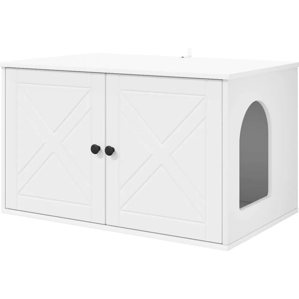 Articles Pour Animaux De Compagnie-vidaXL Maison pour chat 85 x 55 x 50,5 cm Bois d'ingénierie Blanc