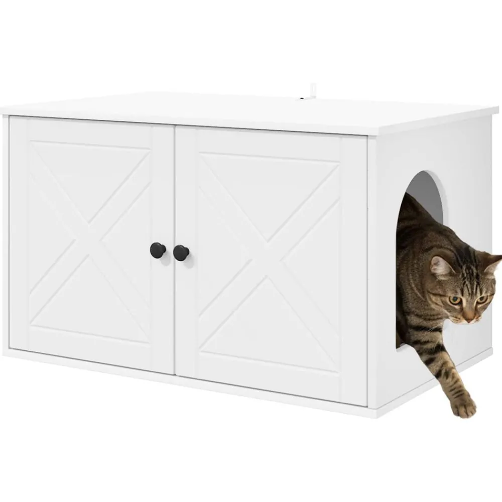 Articles Pour Animaux De Compagnie-vidaXL Maison pour chat 85 x 55 x 50,5 cm Bois d'ingénierie Blanc
